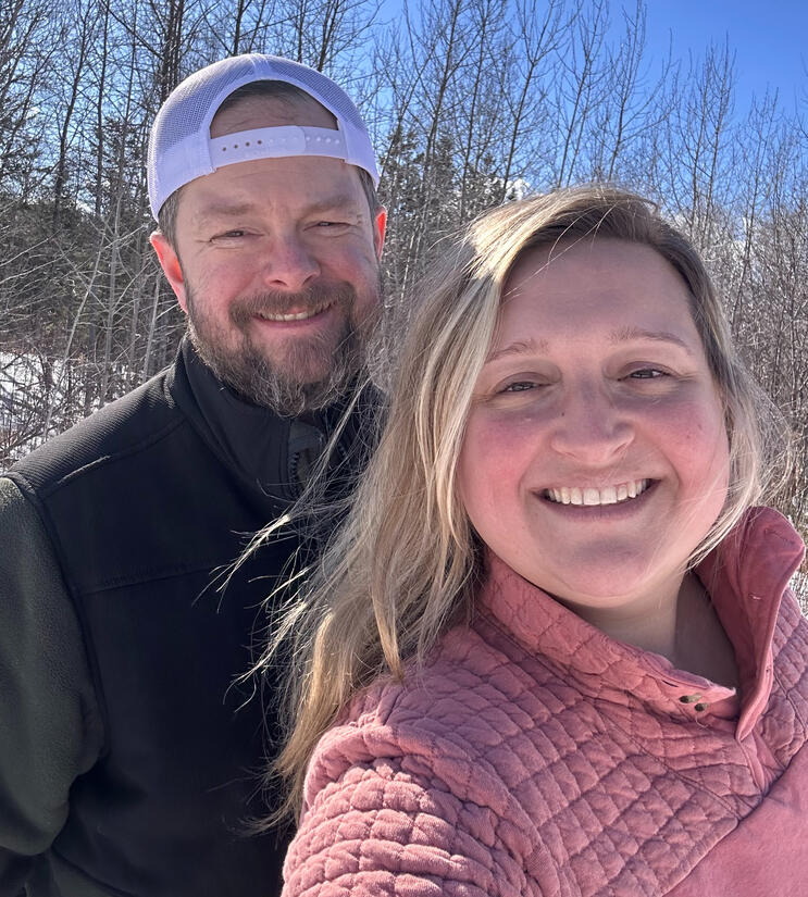 Enjoying a winter walk with my husband.