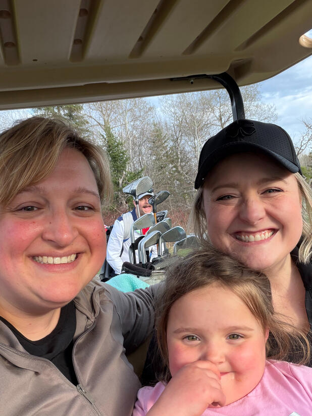 Golfing with my sister and niece. Golfing with my sister and niece.